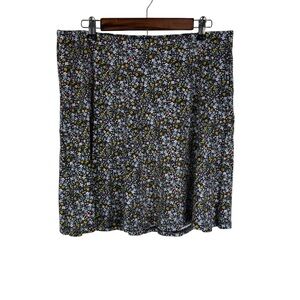 Ann Taylor Loft Floral A-Line Stretchy Mini‎ Skirt Women's Large Blue Yellow